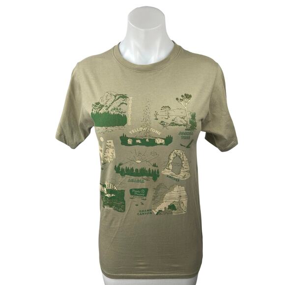 Parks Project Olive Green National Parks Graphic Print T Shirt Tee Top Size XS - Picture 1 of 4